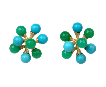 Small Turquoise and Chrysoprase Jacks Stud Earrings