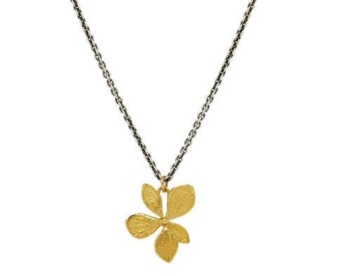 Gold Hydrangea Drop Pendant Necklace