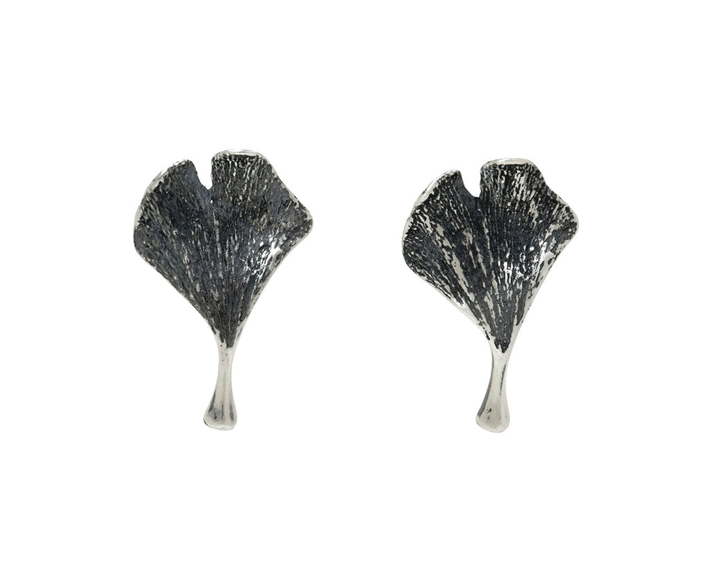 Gray Silver Baby Ginkgo Earrings