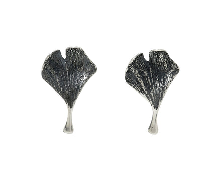 Gray Silver Baby Ginkgo Earrings