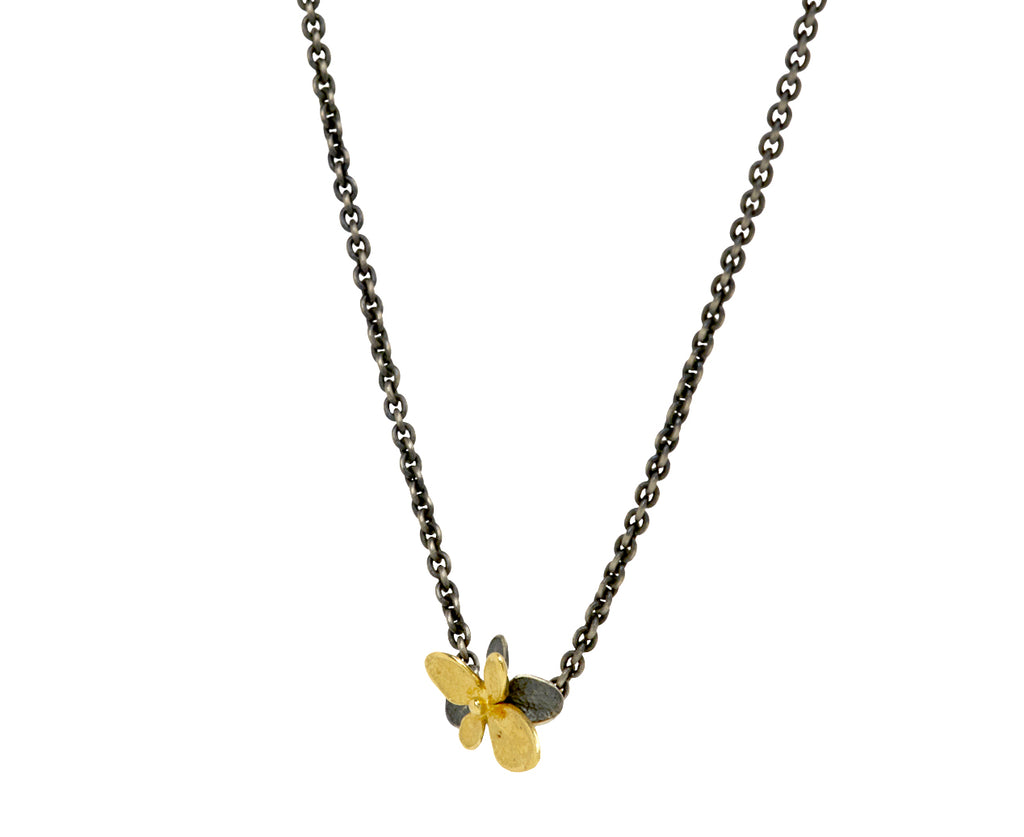 Gold and Blackened Silver Hydrangea Twin Necklace