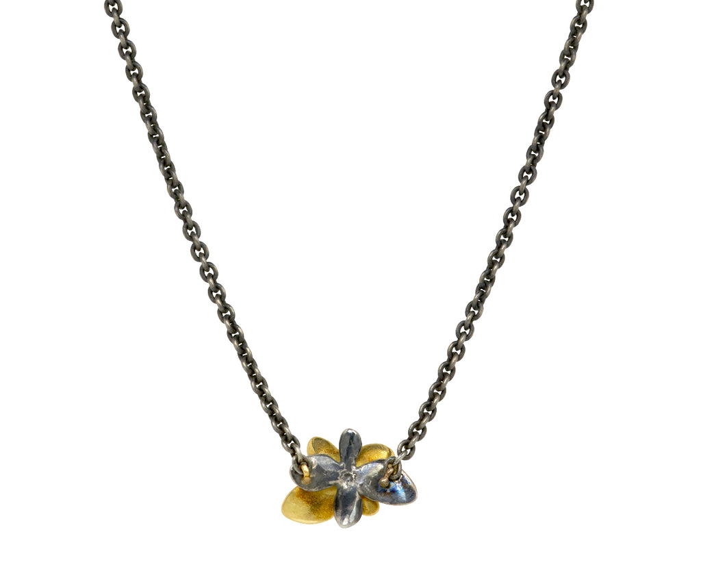 Gold and Blackened Silver Hydrangea Twin Necklace