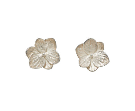 Silver Hydrangea Flower Twin Post Earrings