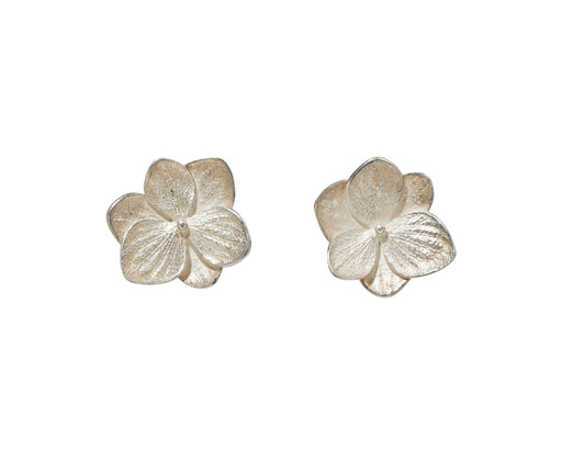 Silver Hydrangea Flower Twin Post Earrings