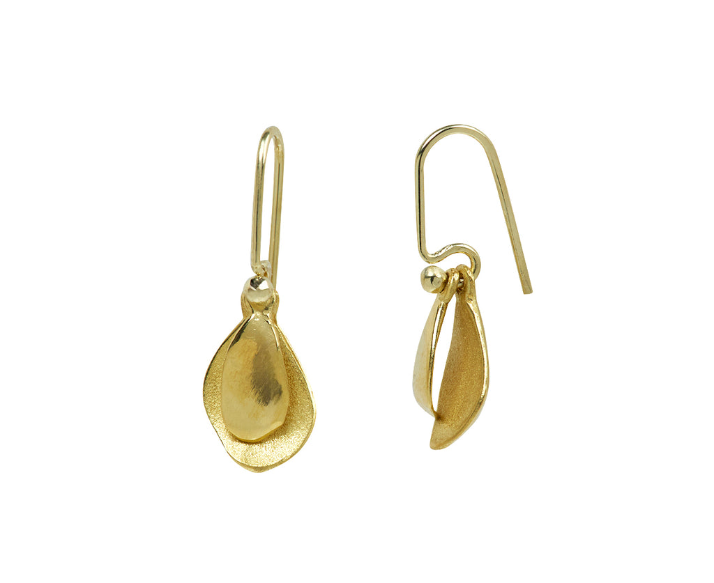 John Iversen Tiny Double Leaf Earrings - Side View