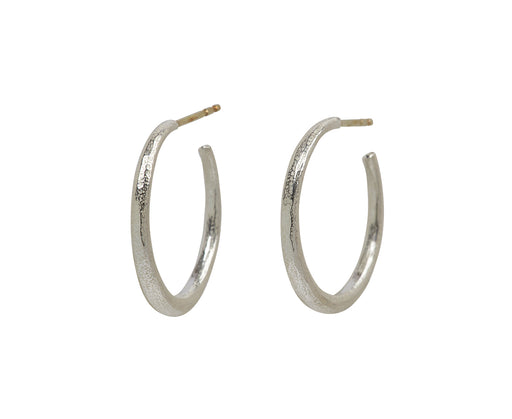 John Iversen White Silver Hoops