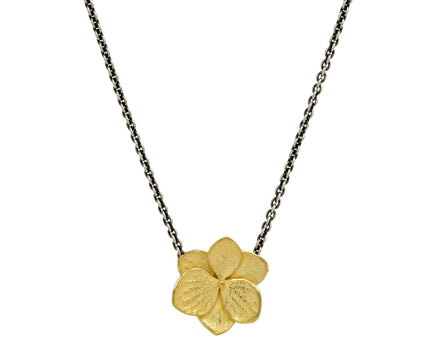 Gold Hydrangea Twin Flower Pendant Necklace - TWISTonline 