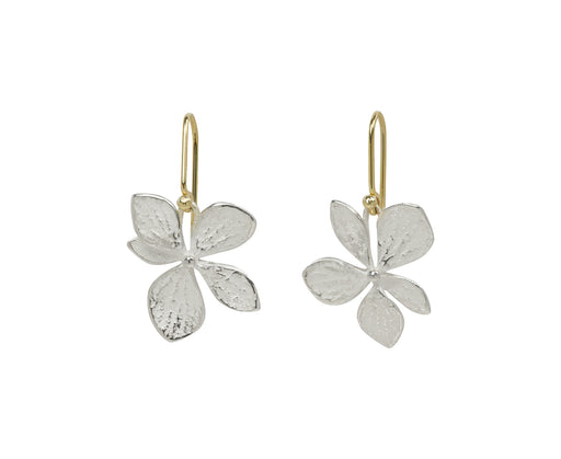 Single Silver Hydrangea Drop Earrings