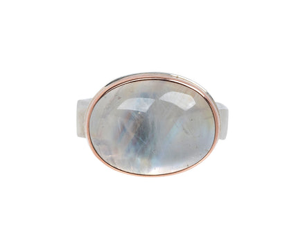 Jamie Joseph Oval Smooth White Rainbow Moonstone Ring