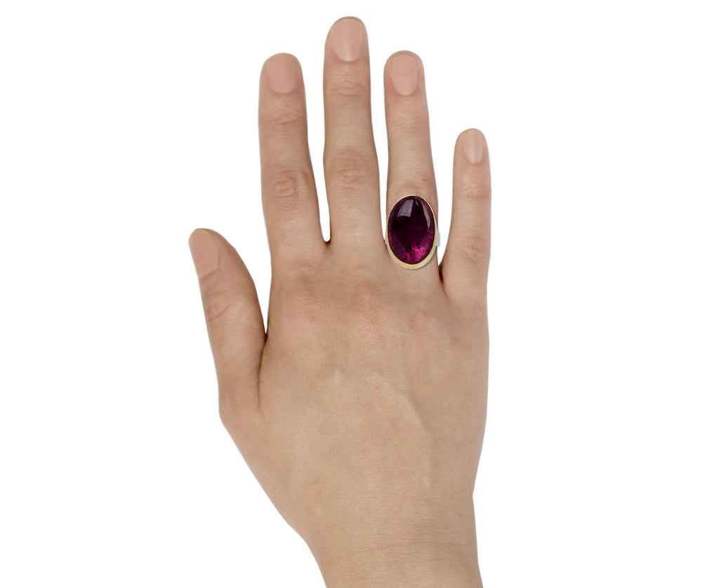 Smooth Oval Pink Tourmaline Ring