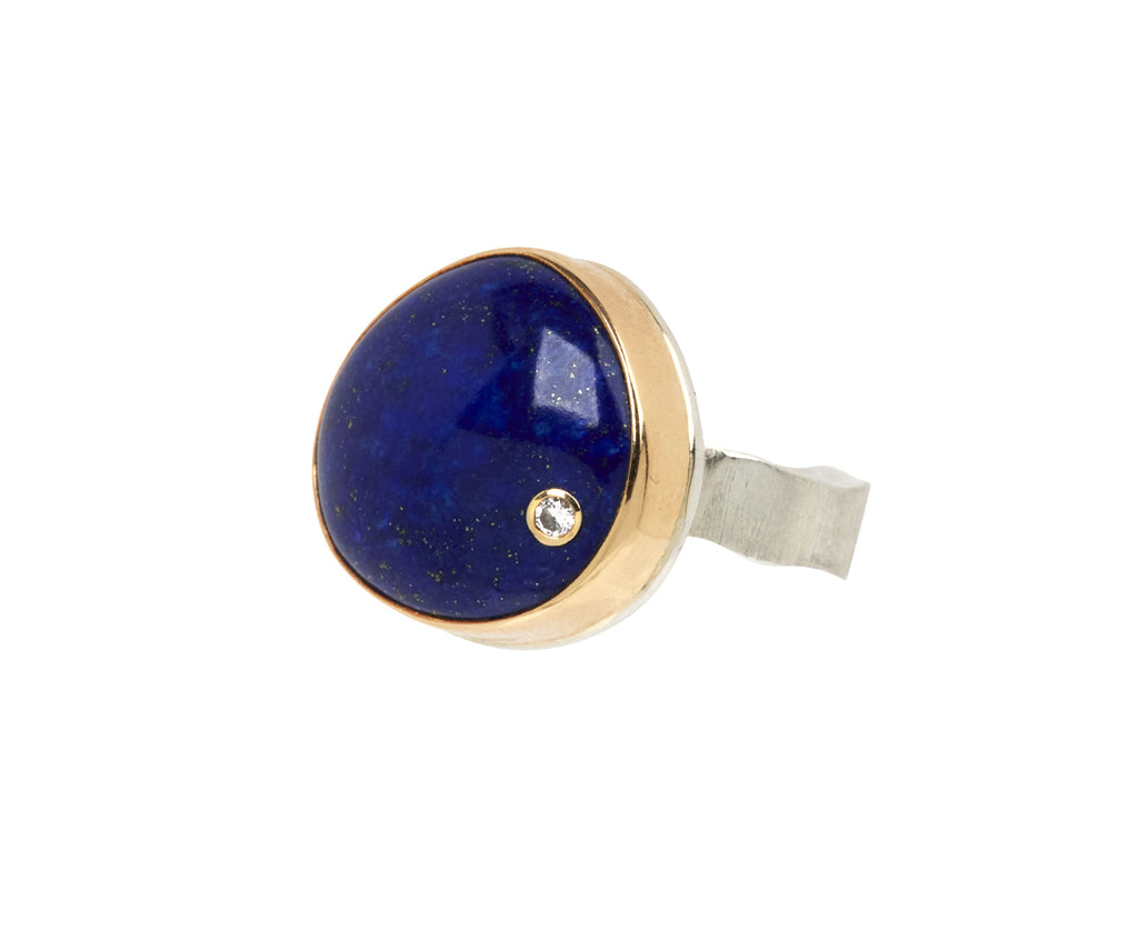 Jamie Joseph Smooth Lapis and Diamond Ring - Angled View