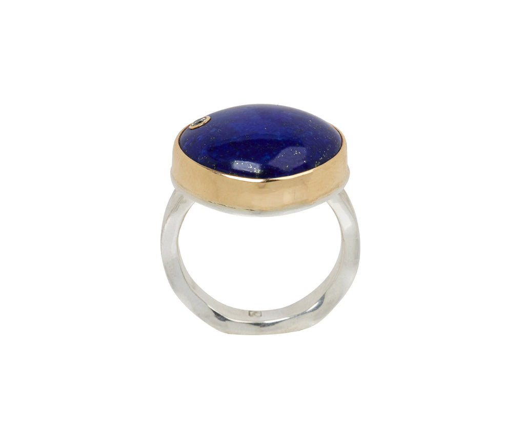 Jamie Joseph Smooth Lapis and Diamond Ring - Top Down View