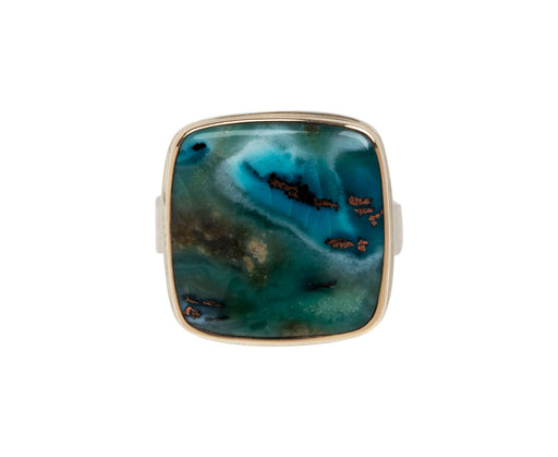 Blue Indonesian Fossilized Opalized Wood Ring