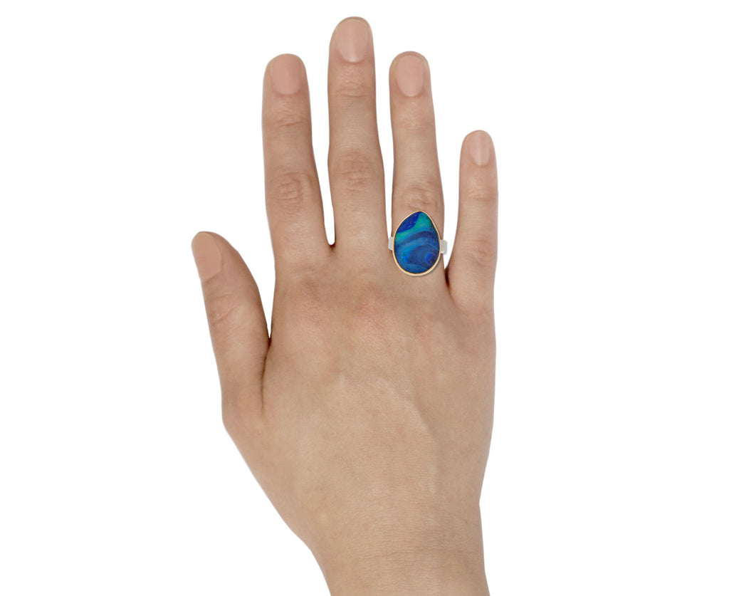 Asymmetrical Smooth Boulder Opal Ring