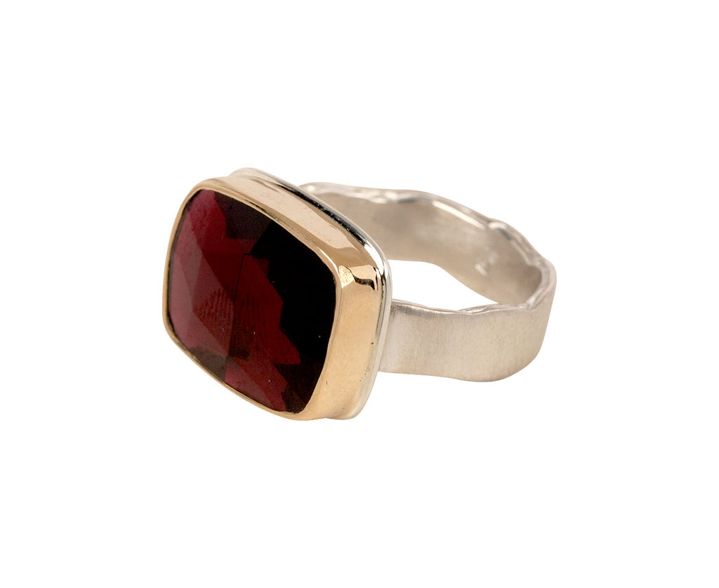 Jamie Joseph Rose Cut Rhodolite Garnet Ring - Closeup