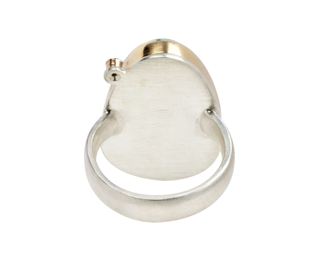 Smooth Teardrop Chrysoprase and Diamond Ring