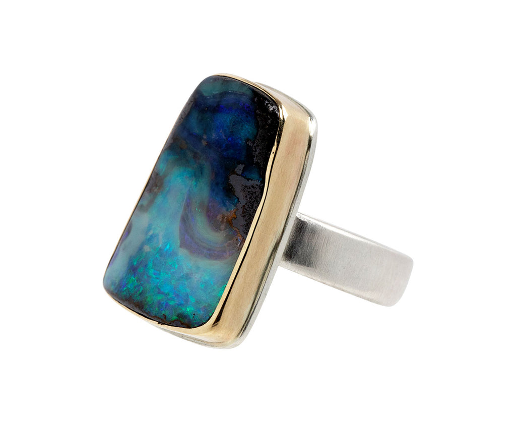 Asymmetrical Boulder Opal Ring