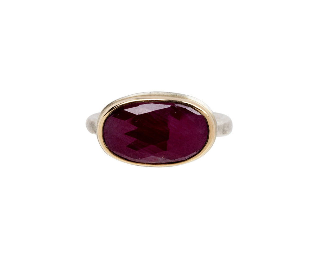 Oval Rose Cut Indian Ruby Ring