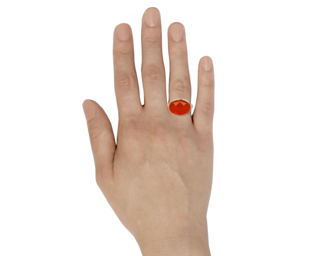 Rose Cut Orange Chalcedony Ring