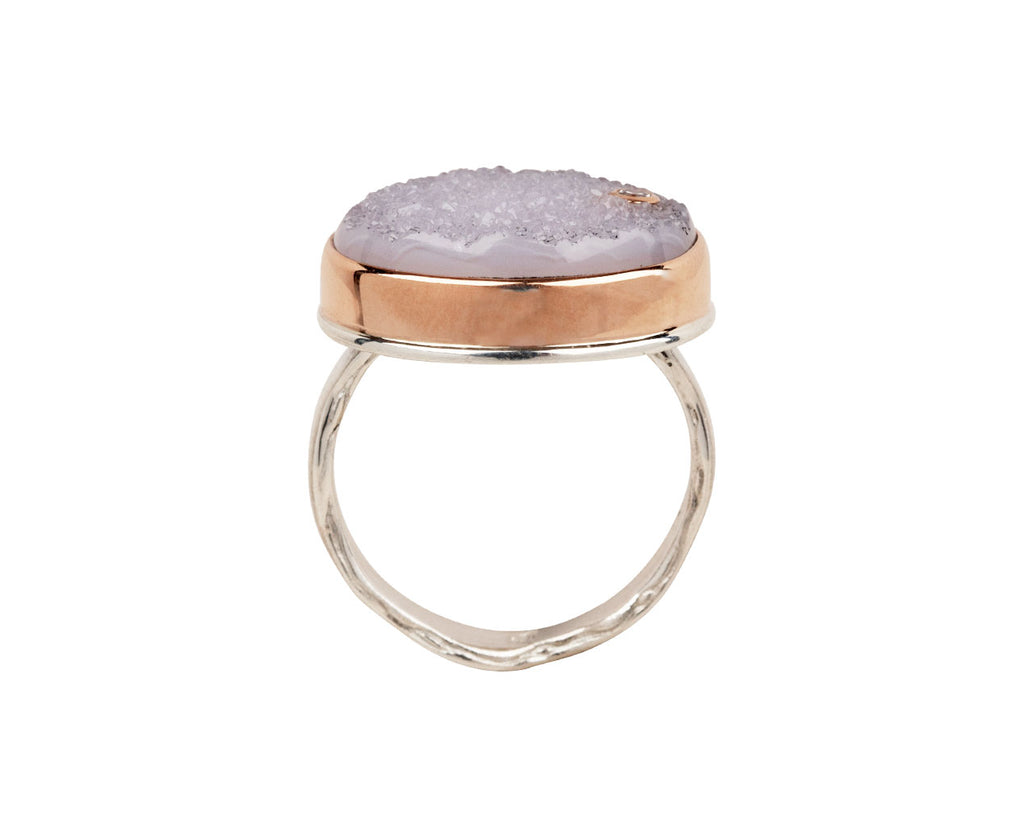 Jamie Joseph White Brazilian Druzy and Diamond Ring - Side View
