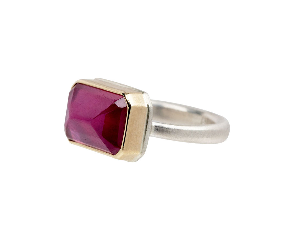 Jamie Joseph Rectangular Inverted African Ruby Ring Side
