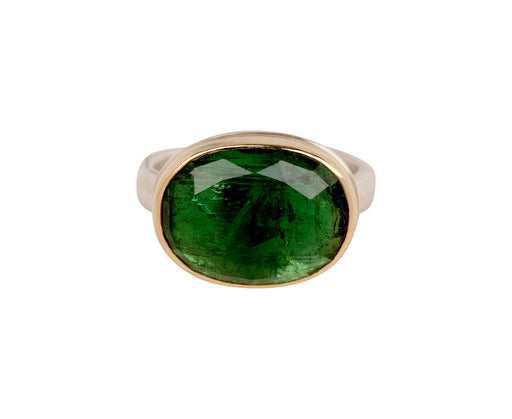Jamie Joseph Oval Rose Cut Green Tourmaline Ring