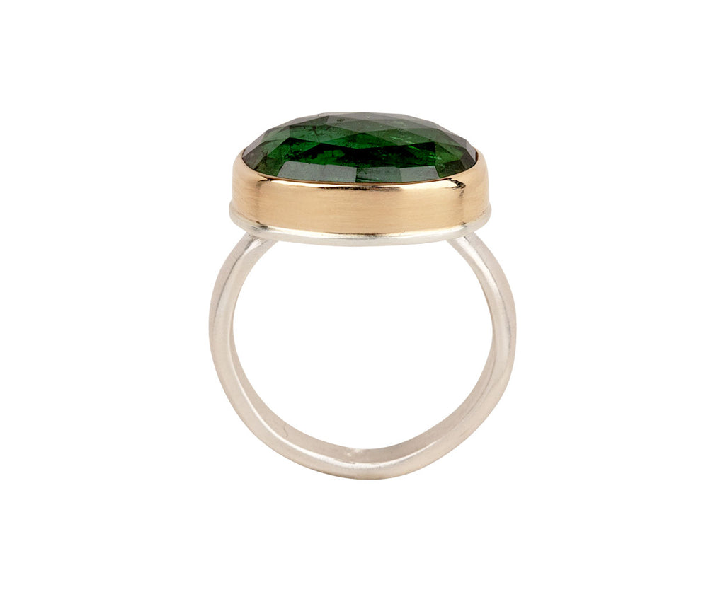Jamie Joseph Oval Rose Cut Green Tourmaline Ring - Side View