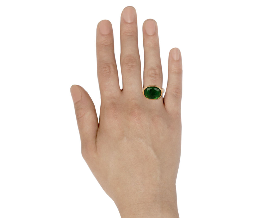 Jamie Joseph Oval Rose Cut Green Tourmaline Ring - Profile
