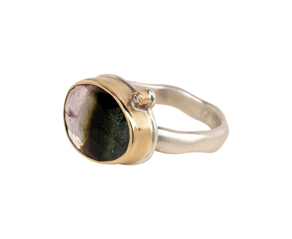Jamie Joseph Watermelon Tourmaline and Diamond Ring - Closeup