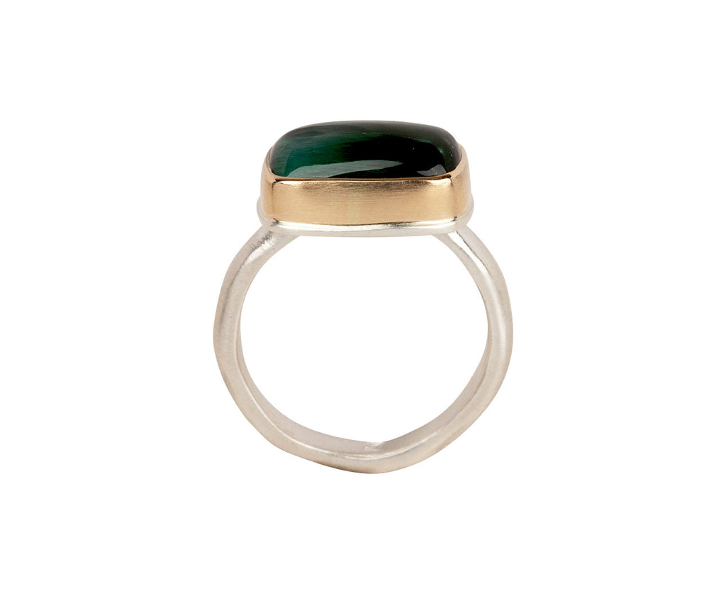 Jamie Joseph Rectangular Blue Green Tourmaline Ring - Side View
