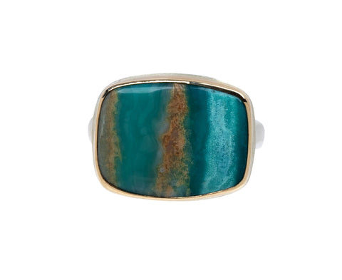 Jamie Joseph Indonesian Blue Fossilized Opalized Wood Ring