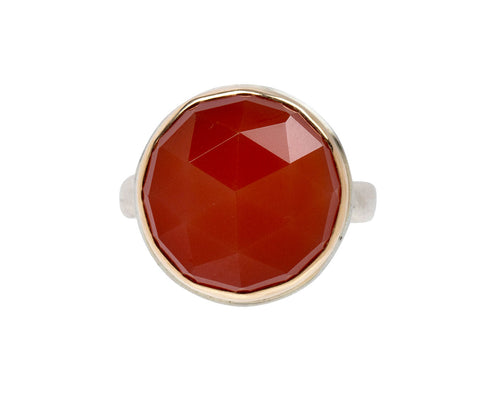 Jamie Joseph Round Rose Cut Orange Chalcedony Ring
