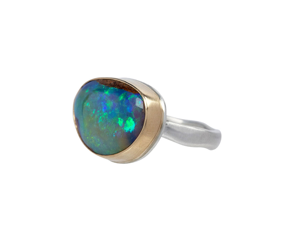Jamie Joseph Asymmetrical Boulder Opal Ring Side View