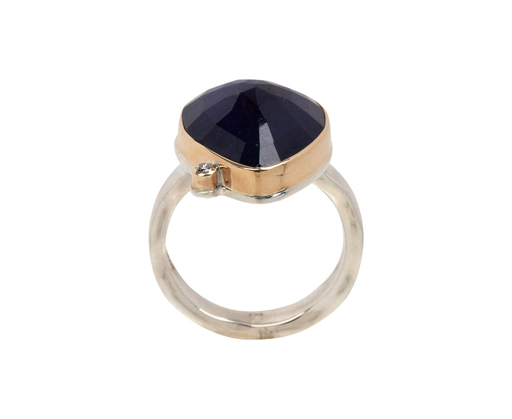 Vertical Teardrop Blue Sapphire Ring