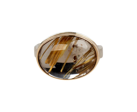 Smooth Oval Golden Rutilated Quartz Ring