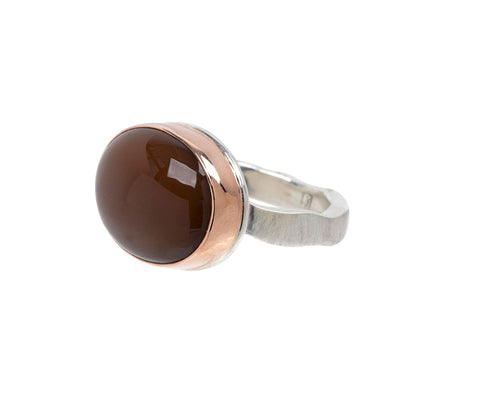 Jamie Joseph Oval Smooth Chocolate Moonstone Ring - Angled View