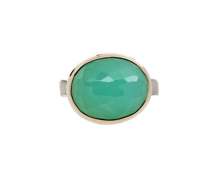 Oval Inverted Chrysoprase Ring