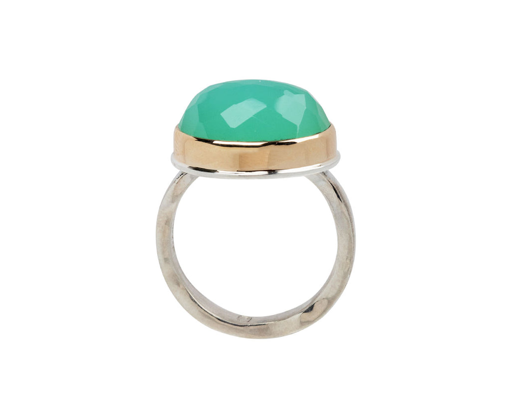Oval Inverted Chrysoprase Ring
