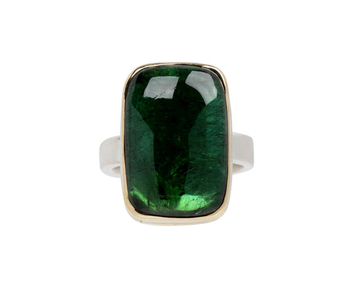 Jamie Joseph Rectangular Smooth Green Tourmaline Ring
