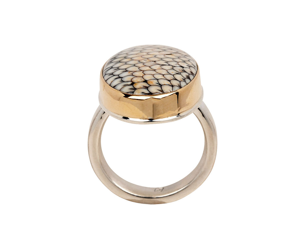 Jamie Joseph Oval Snakeskin Agate Ring - Side View