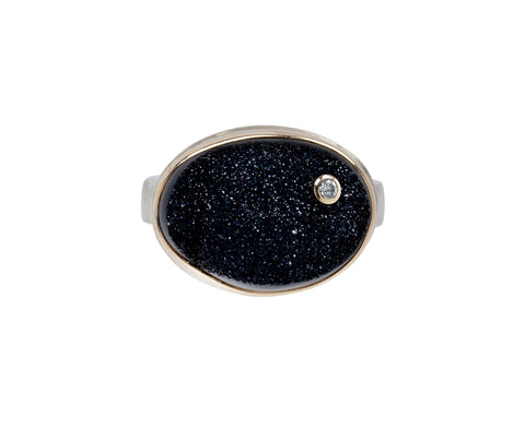 Jamie Joseph Oval Brazilian Black Druzy and Diamond Ring