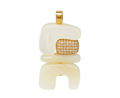 Mother-of-Pearl and Diamond Water Totem Pendant ONLY