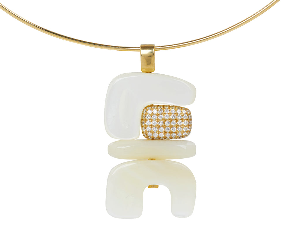 Mother-of-Pearl and Diamond Water Totem Pendant ONLY