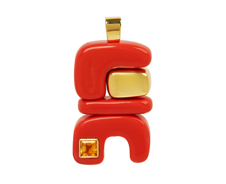 Coral and Citrine Fire Totem Pendant ONLY - TWISTonline 