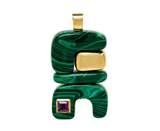 Joelle Kharrat Malachite and Amethyst Earth Totem Pendant ONLY