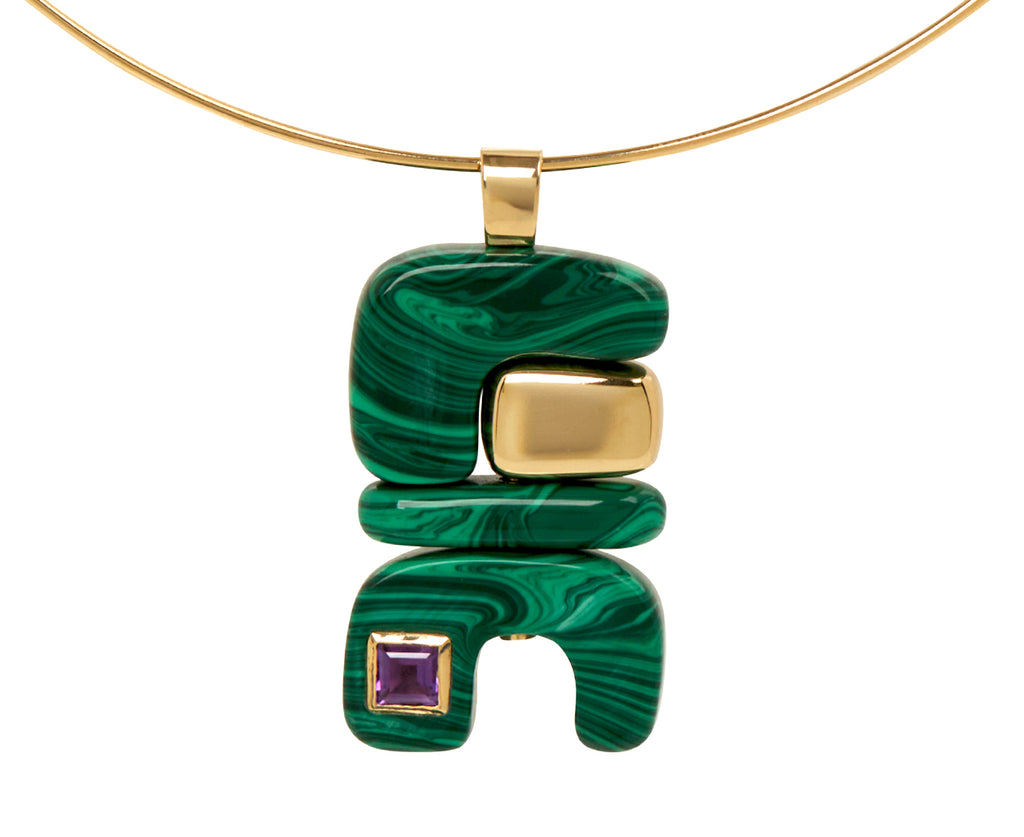 Malachite and Amethyst Earth Totem Pendant ONLY