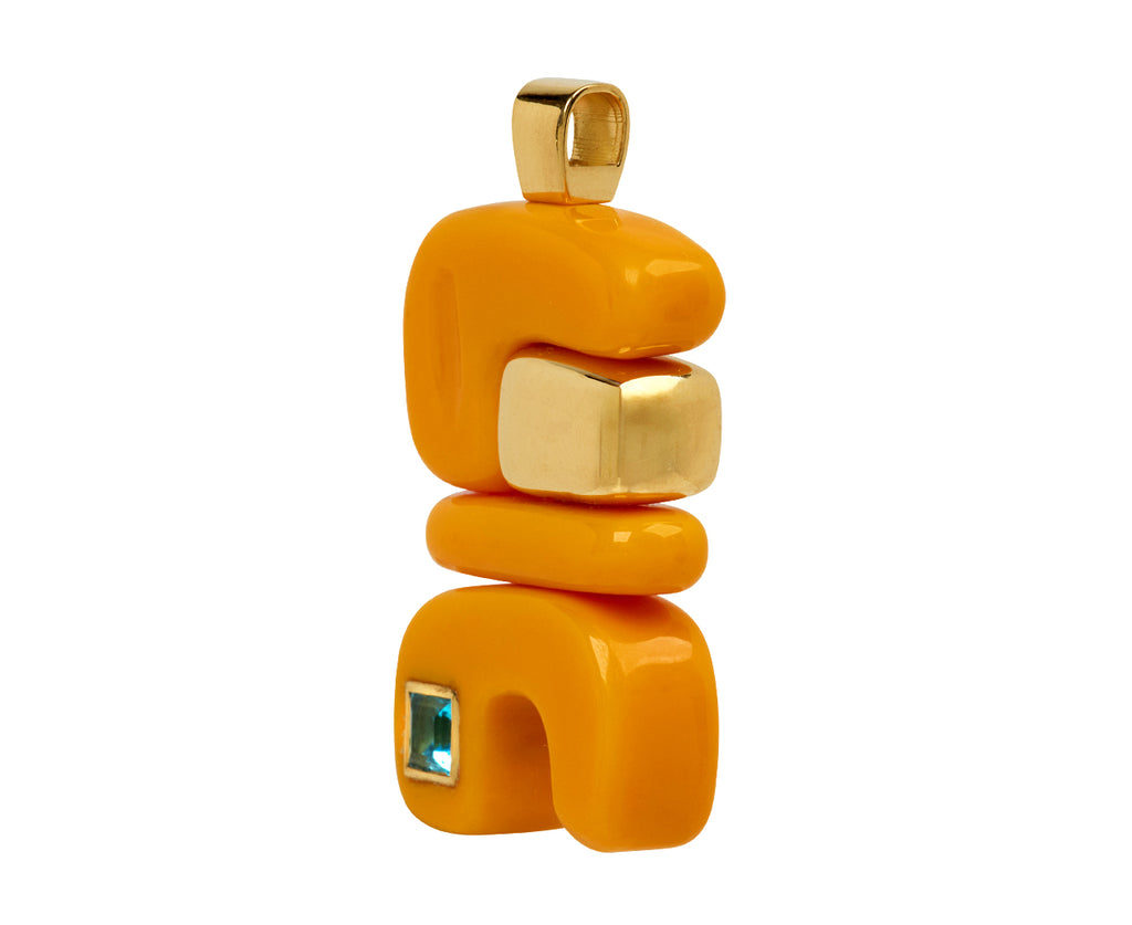 Orange Opal and Blue Topaz Fire Totem Pendant ONLY