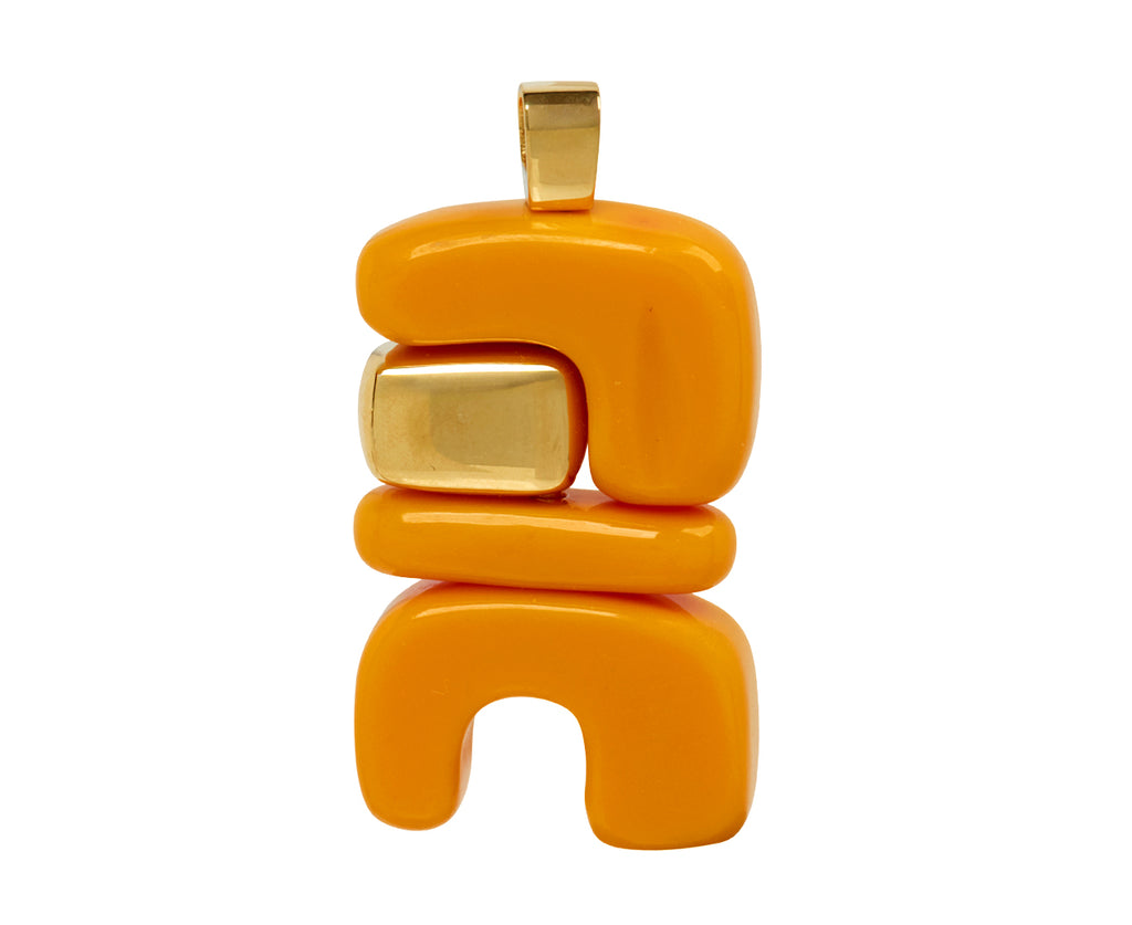 Orange Opal and Blue Topaz Fire Totem Pendant ONLY