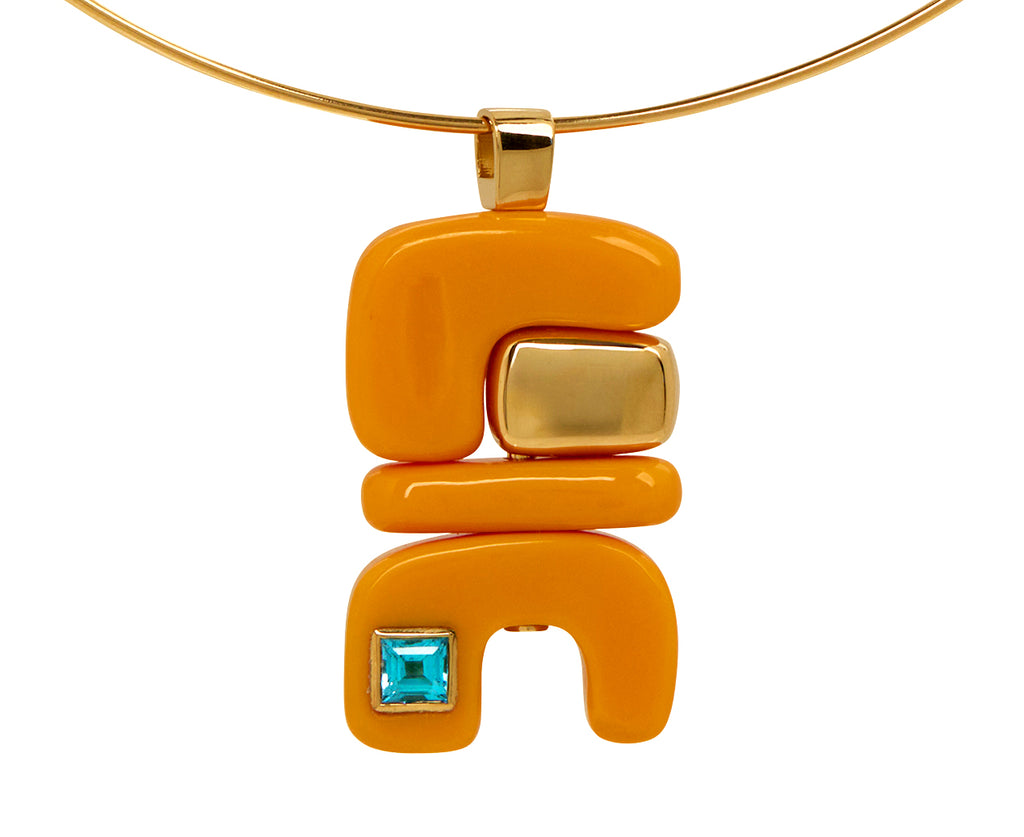 Orange Opal and Blue Topaz Fire Totem Pendant ONLY