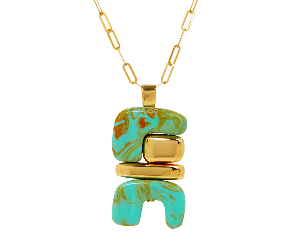 Turquoise and Gold Fire Totem Pendant ONLY